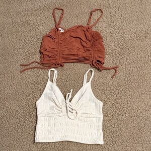 O'Neill Rust and Cream Ruched Crop Tops